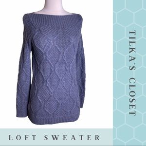 #62 Loft chunky cable boatneck sweater